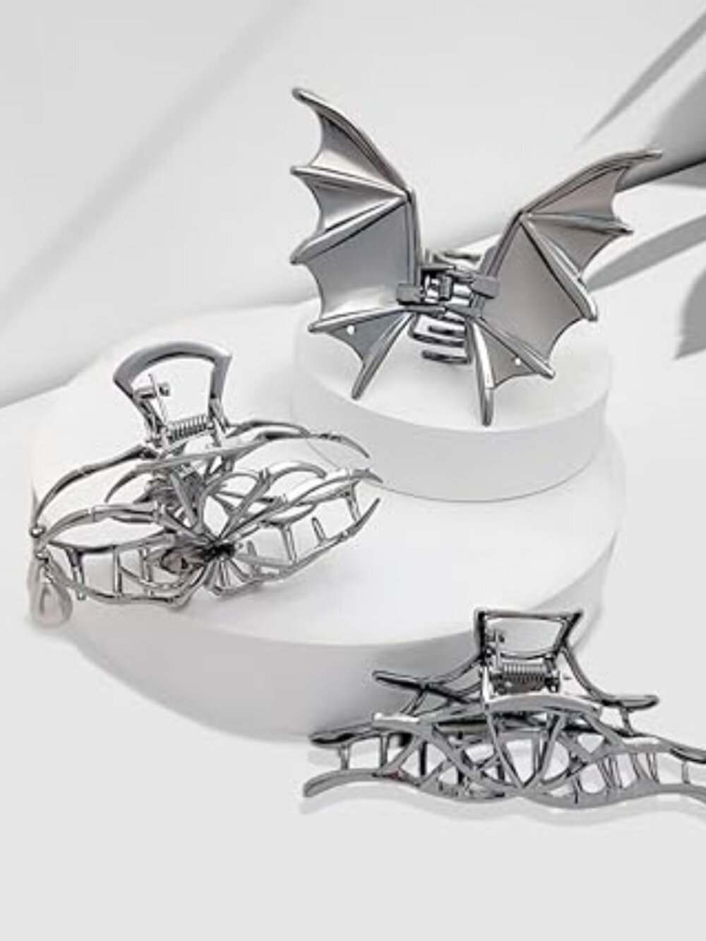 Spider Bat Web Metal Hair Clips Goth Punk Rock Claw Clips NEW‎ 3 Pc Set